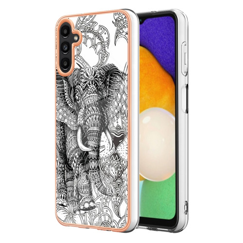 Electroplating Marble Dual-side IMD Phone Case for Samsung Galaxy A14 5G - Totem Elephant