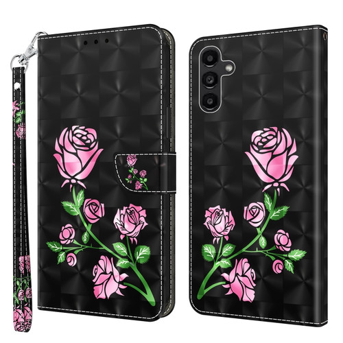3D Painted Leather Phone Case for Samsung Galaxy A14 5G - Rose