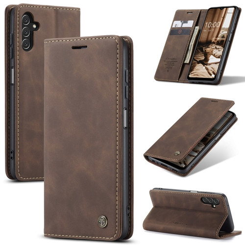 CaseMe 013 Multifunctional Horizontal Flip Leather Phone Case for Samsung Galaxy A14 5G - Coffee