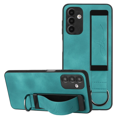 Wristband Holder Leather Back Phone Case for Samsung Galaxy A14 5G - Green