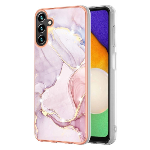 Electroplating Marble Dual-side IMD TPU Phone Case for Samsung Galaxy A14 5G - Rose Gold 005