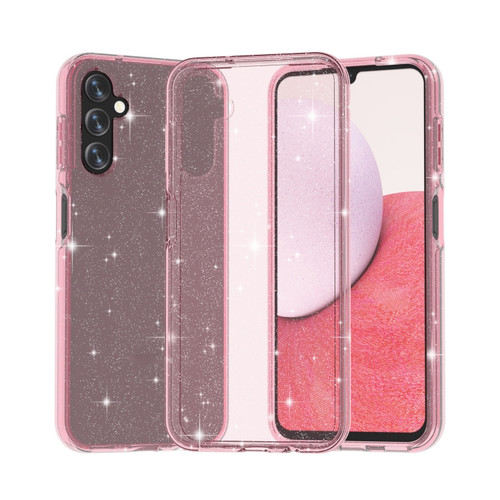 Shockproof Terminator Style Glitter Powder Phone Case for Samsung Galaxy A14 5G - Shiny Pink