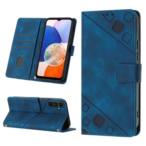 Skin-feel Embossed Leather Phone Case for Samsung Galaxy A14 5G - Blue