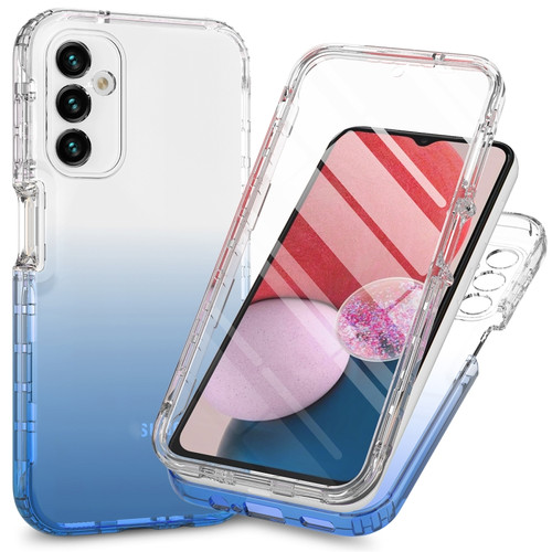 Integrated Transparent Gradient Color TPU + PC + PET Protective Phone Case for Samsung Galaxy A14 5G - Blue