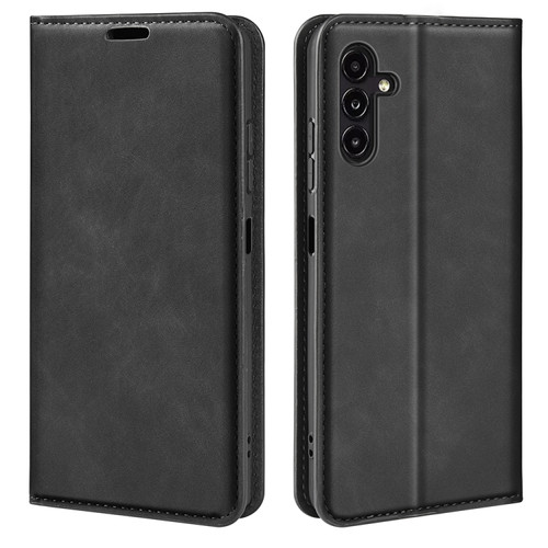 Retro-skin Magnetic Suction Leather Phone Case for Samsung Galaxy A14 5G - Black