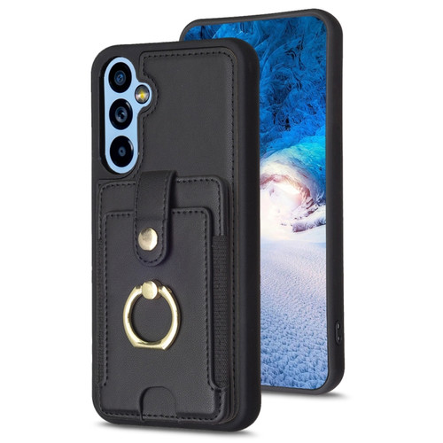 BF27 Metal Ring Card Bag Holder Phone Case for Samsung Galaxy A14 5G - Black