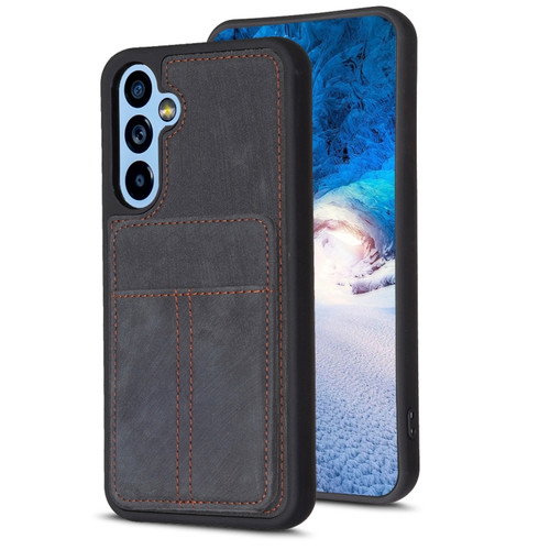 BF28 Frosted Card Bag Phone Case with Holder for Samsung Galaxy A14 5G - Black