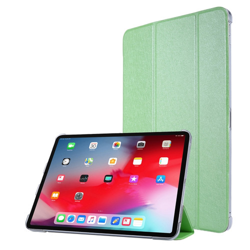 Silk Texture Three-fold Horizontal Flip Leather Tablet Case with Holder & Pen Slotfor iPad Pro 12.9 inch - Green