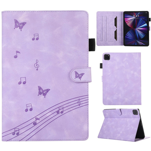 Staff Music Embossed Smart Leather Tablet Casefor iPad Pro 12.9 inch - Purple