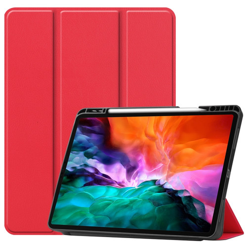 Horizontal Flip Honeycomb TPU + PU Leather Tablet Case with Three-folding Holder & Sleep / Wake-up Function & Pen Slotfor iPad Pro 12.9 inch - Red