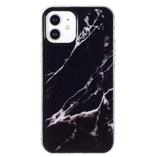 IMD Marble Pattern TPU Phone Case for iPhone 12 Pro - Black