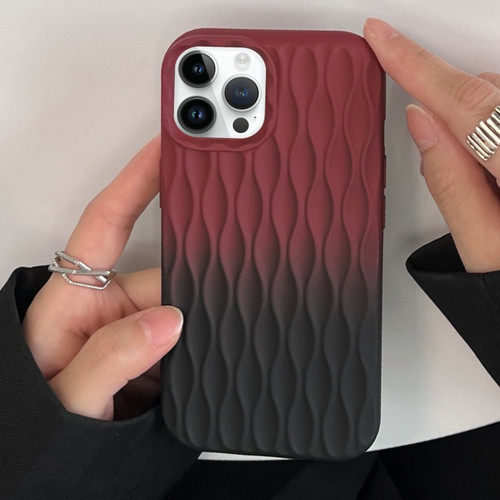 Water Ripple Texture Gradient Color TPU Phone Case for iPhone 12 Pro - Red-Black