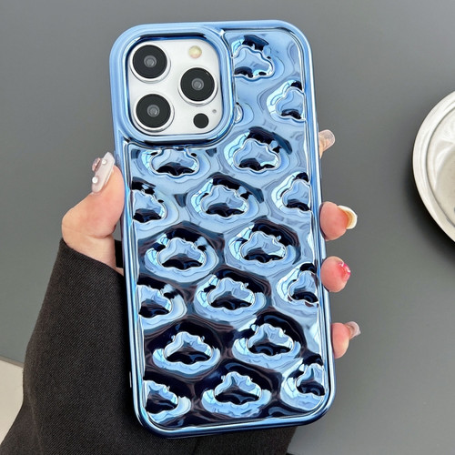 Cloud Texture Electroplated TPU Phone Case for iPhone 12 Pro - Blue