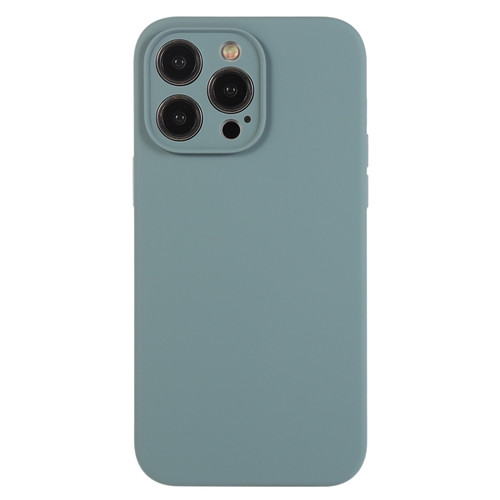 Pure Color Liquid Silicone Fine Pore Phone Case for iPhone 12 Pro - Pine Needle Green