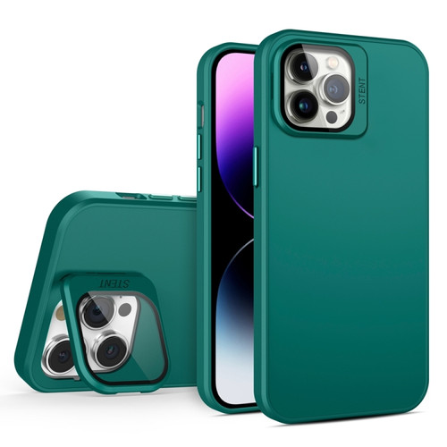 Skin Feel Lens Holder PC + TPU Phone Case for iPhone 12 Pro - Green