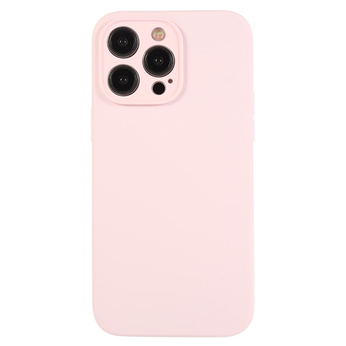 Pure Color Liquid Silicone Fine Pore Phone Case for iPhone 12 Pro - Grey Pink