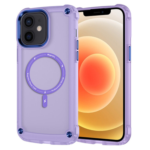 Skin Feel TPU + PC MagSafe Magnetic Phone Case for iPhone 12 Pro - Transparent Purple