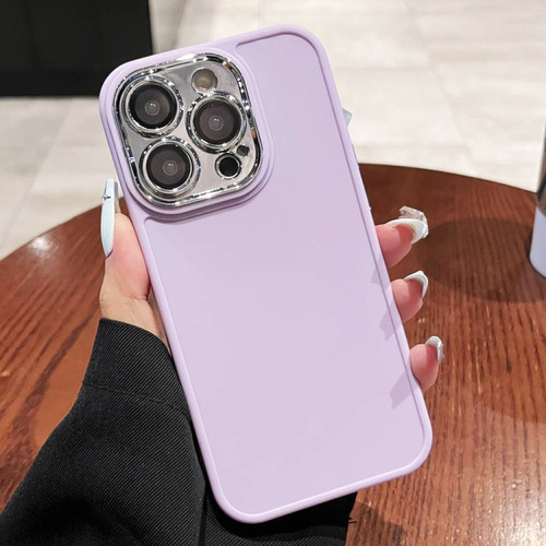 Electroplated Lens Frame Phone Case with Lens Film for iPhone 12 Pro - Light Purple