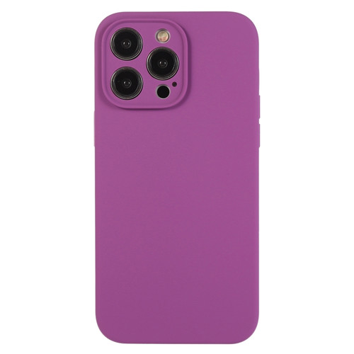 Pure Color Liquid Silicone Fine Pore Phone Case for iPhone 12 Pro - Grape Purple
