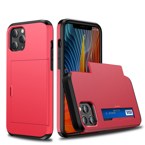 Shockproof Rugged Armor Protective Case with Card Slot for iPhone 12 Pro - Red
