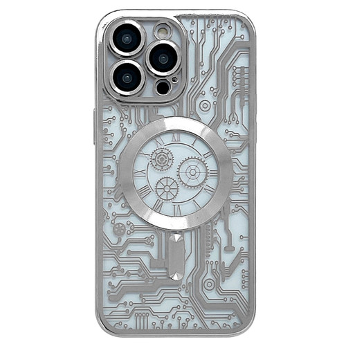 Electroplated Circuit Board Pattern MagSafe Phone Case for iPhone 12 Pro - Silver