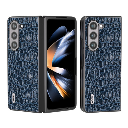 ABEEL Genuine Leather Sky Series Black Edge Phone Case for Samsung Galaxy Z Fold5 5G - Blue