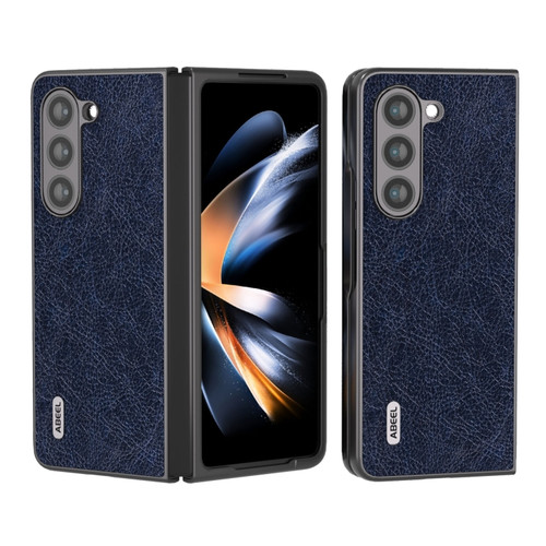 ABEEL Retro Litchi Texture PU Phone Case for Samsung Galaxy Z Fold5 5G - Blue