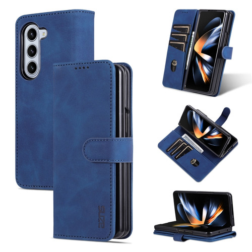 AZNS Skin Feel Calf Texture Flip Leather Phone Case for Samsung Galaxy Z Fold5 5G - Blue