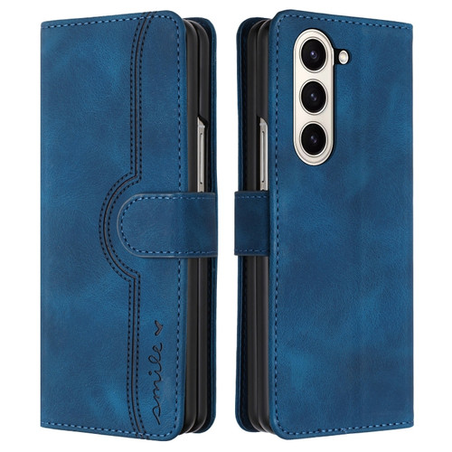 Heart Pattern Skin Feel Leather Phone Case for Samsung Galaxy Z Fold5 5G - Royal Blue