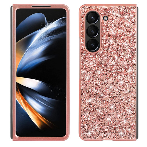 Glitter Powder Shockproof TPU Phone Case for Samsung Galaxy Z Fold5 5G - Rose Gold