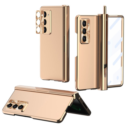 Electroplating Hinged Folding Phone Case with S Pen Fold Edtion for Samsung Galaxy Z Fold5 5G - Gold