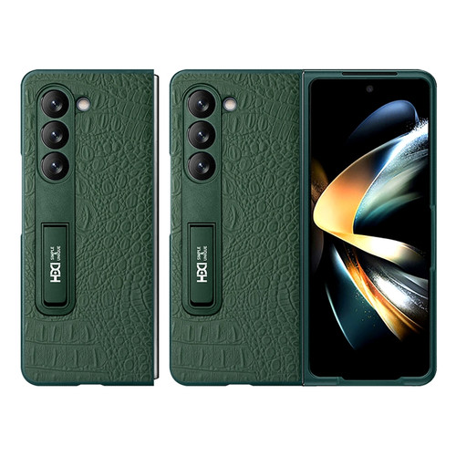 HBC-209 Crocodile Texture Folding Phone Case with Stand for Samsung Galaxy Z Fold5 5G - Green