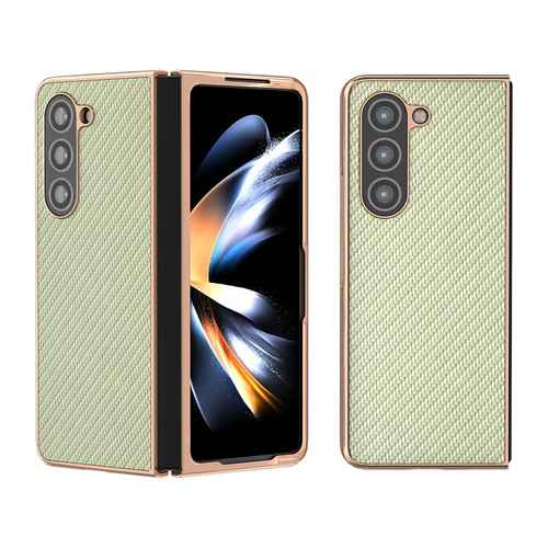 Nano Electroplating Carbon Fiber Texture Phone Case for Samsung Galaxy Z Fold5 5G - Green