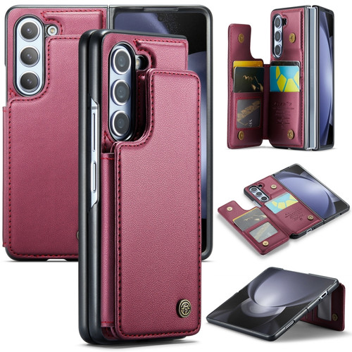 CaseMe C22 PC+TPU Business Style RFID Anti-theft Leather Phone Case for Samsung Galaxy Z Fold5 5G - Wine Red