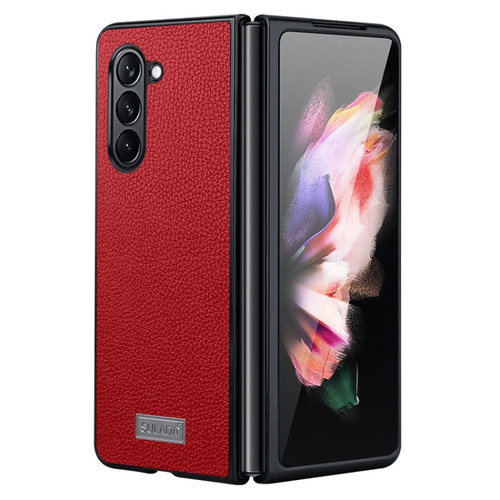 SULADA Shockproof TPU + Litchi Texture Leather Phone Case for Samsung Galaxy Z Fold5 5G - Red