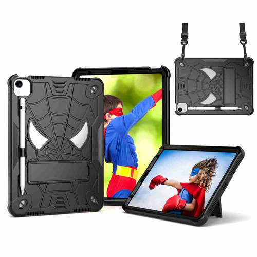 Spider Texture Silicone Hybrid PC Tablet Case with Shoulder Strap for iPad Pro 11 - Black