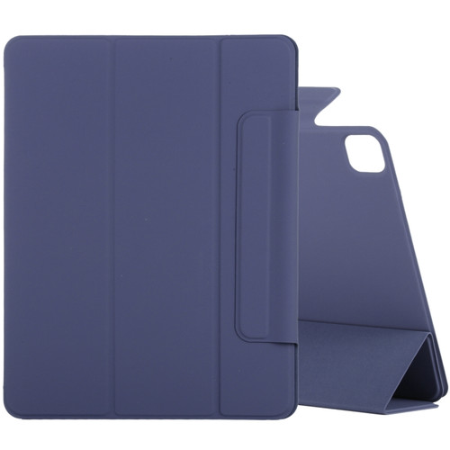 Horizontal Flip Ultra-thin Fixed Buckle Magnetic PU Leather Tablet Case With Three-folding Holder & Sleep / Wake-up Function for iPad Pro 11 - Dark Blue