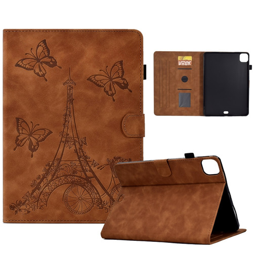 Tower Embossed Leather Smart Tablet Case for iPad Pro 11 - Brown