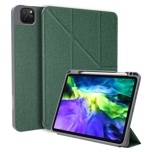 MMutural Multi-fold Smart Leather Tablet Case for iPad Pro 11 - Dark Green