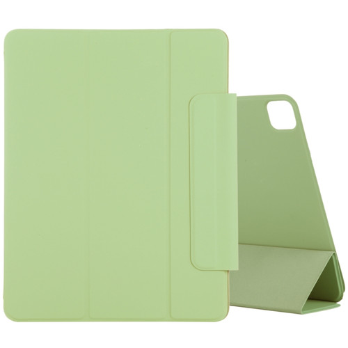 Horizontal Flip Ultra-thin Double-sided Clip Active Buckle Magnetic PU Leather Tablet Case With Three-folding Holder & Sleep / Wake-up Function for iPad Pro 11 - Light Green