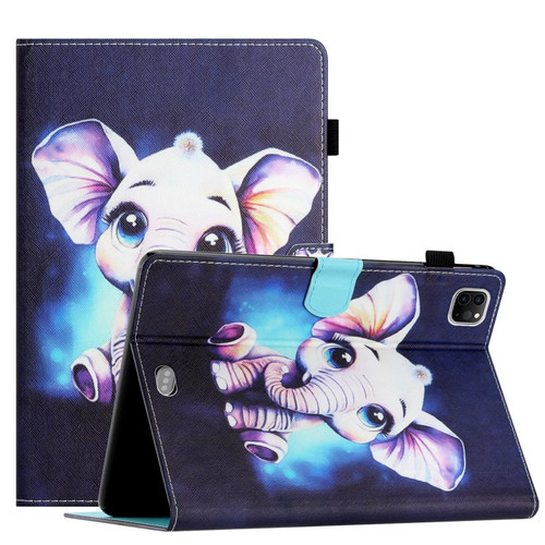 Coloured Drawing Stitching Smart Leather Tablet Case for iPad Pro 11 - Elephant