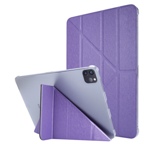Silk Texture Horizontal Deformation Flip Leather Tablet Case with Holder for iPad Pro 11 - Purple