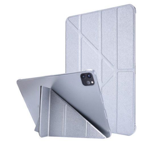 Silk Texture Horizontal Deformation Flip Leather Tablet Case with Holder for iPad Pro 11 - Silver