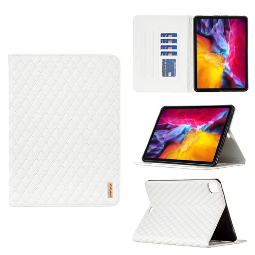 Elegant Rhombic Texture Horizontal Flip Leather Tablet Case for iPad Pro 11 - White