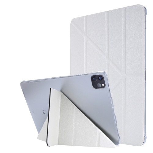 Silk Texture Horizontal Deformation Flip Leather Tablet Case with Holder for iPad Pro 11 - White