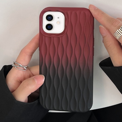 Water Ripple Texture Gradient Color TPU Phone Case for iPhone 12 - Red-Black