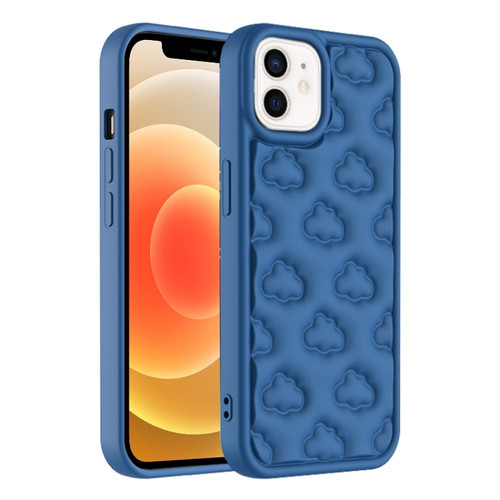 3D Cloud Pattern TPU Phone Case for iPhone 12 - Dark Blue