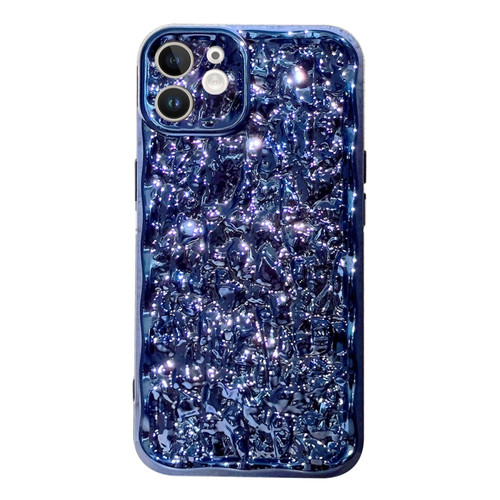 Electroplated 3D Stone Texture TPU Phone Case for iPhone 12 - Blue