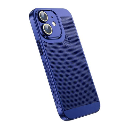 Ice Sense Heat Dissipation Electroplating PC Phone Case for iPhone 12 - Navy Blue
