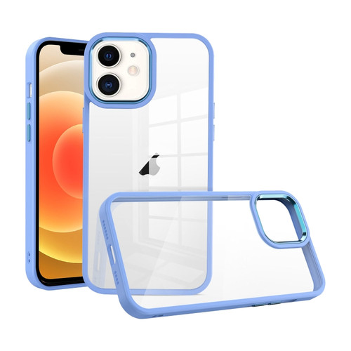 Macaron High Transparent PC Phone Case for iPhone 12 - Light Blue